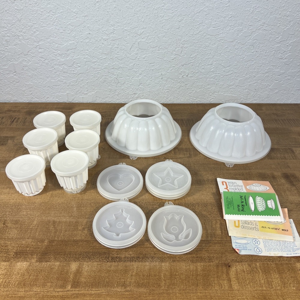 Vintage Tupperware Jel-N-Serve & Jel-ette Set Jello W/ Mold Designs
